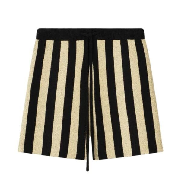 NANUSHKA WALTER STRIPED TERRY-KNIT SHORTS BLACK/PALE YELLOW