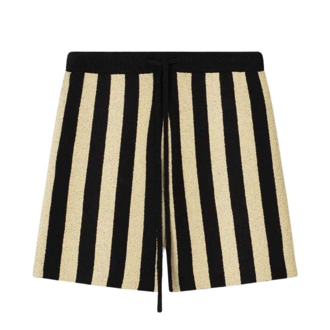 NANUSHKA WALTER STRIPED TERRY-KNIT SHORTS BLACK/PALE YELLOW