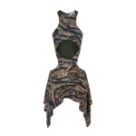 THE ATTICO "MAGNOLIA" MILITARY AND LIGHT BROWN MINI DRESS