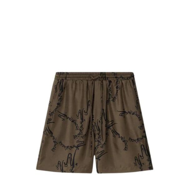 NANUSHKA DOXXI PRINTED SILK-TWILL SHORTS CALLIGRAPH KHAKI