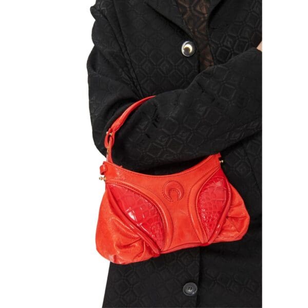 MARINE SERRE EMBOSSED LEATHER MINI FUTURA RED
