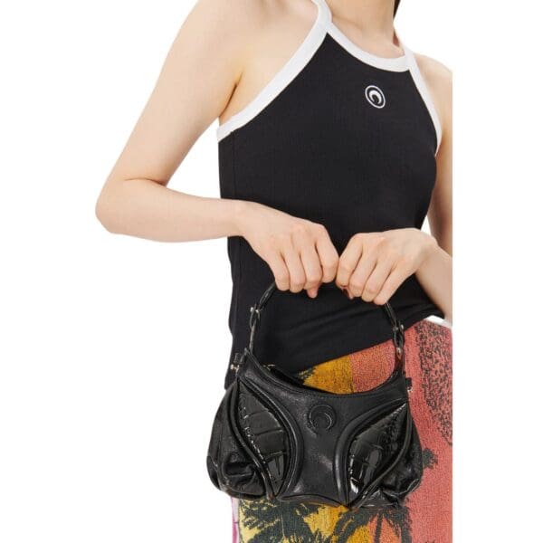MARINE SERRE EMBOSSED LEATHER MINI FUTURA BLACK