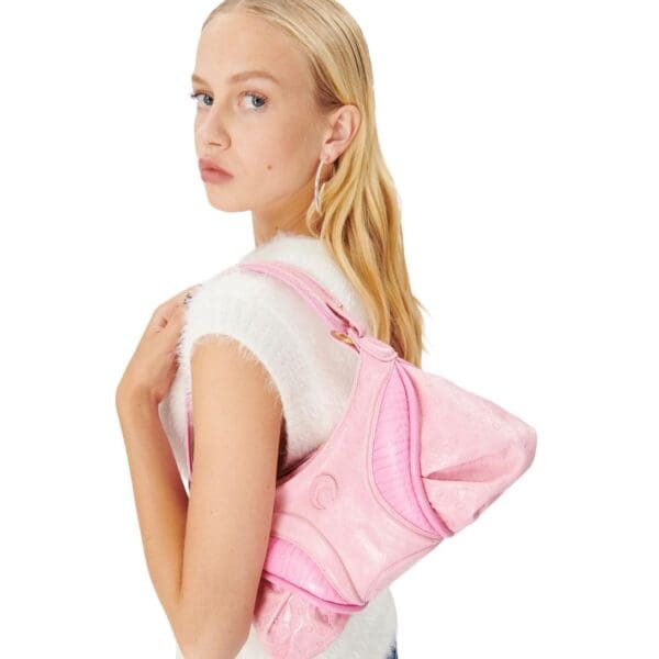 MARINE SERRE EMBOSSED LEATHER FUTURA PINK
