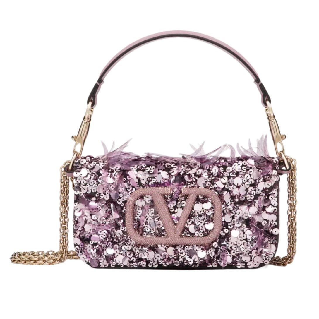 VALENTINO GARAVANI SMALL LOCÒ SHOULDER BAG WITH 3D EMBROIDERY