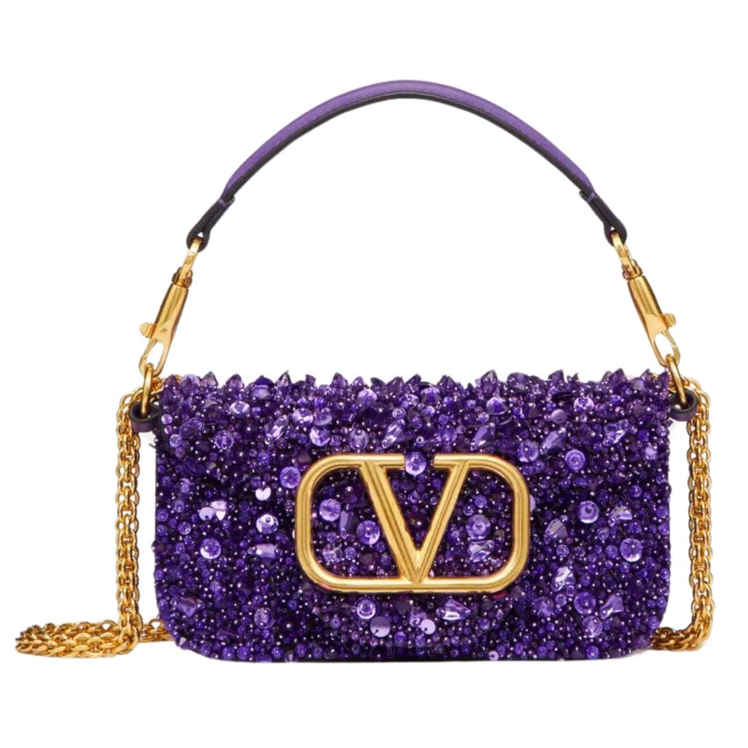 VALENTINO GARAVANI SMALL LOCÒ SHOULDER BAG WITH 3D EMBROIDERY