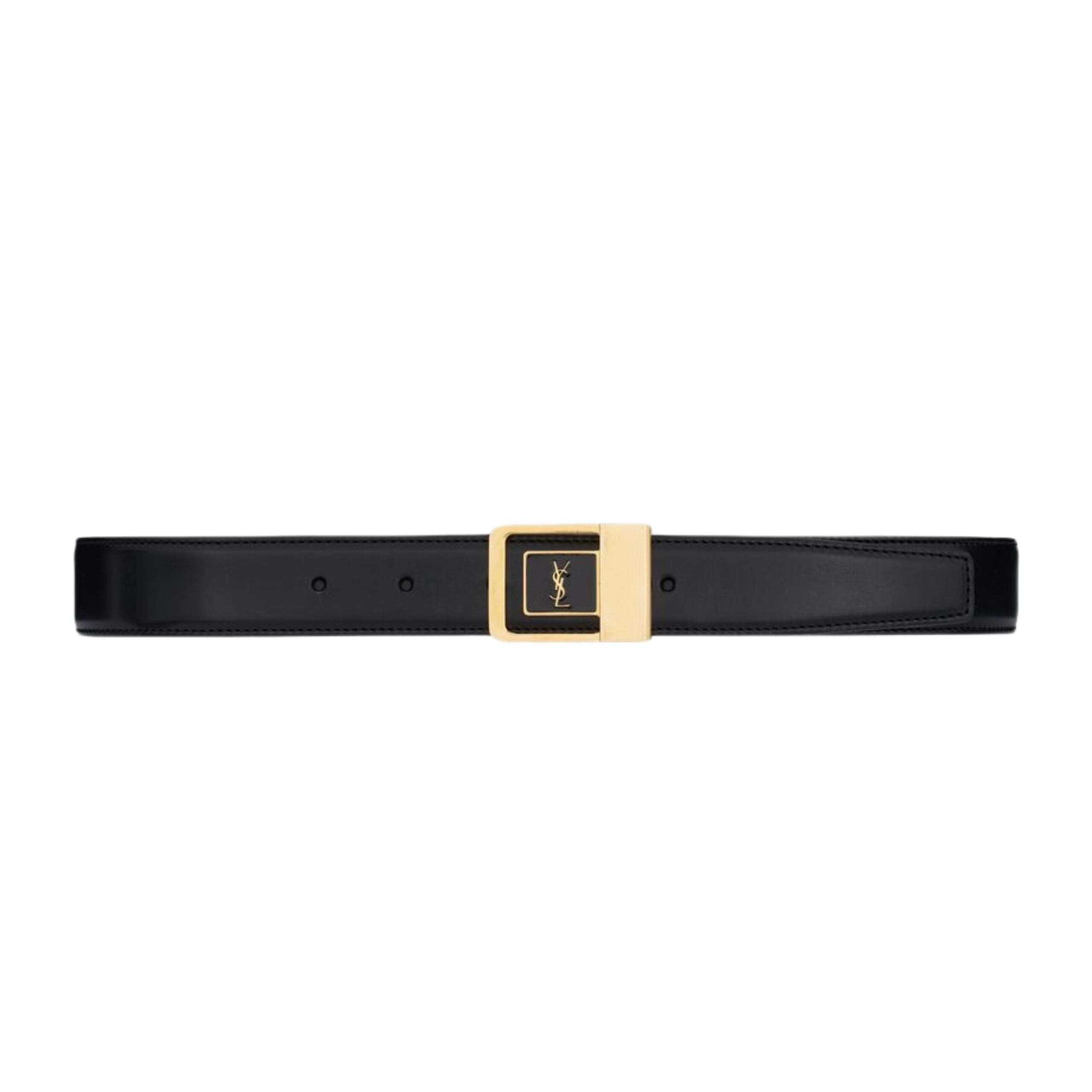 SAINT LAURANT LA 66 BUCKLE BELT IN LACQUERED LEATHER