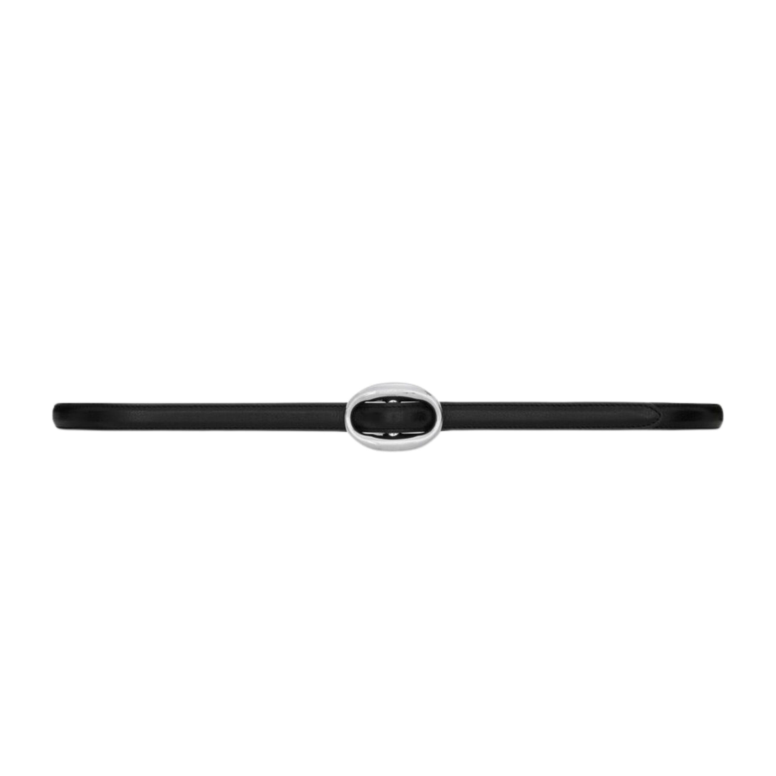 SAINT LAURANT OVAL BUCKLE THIN BELT IN SMOOTH LEATHER