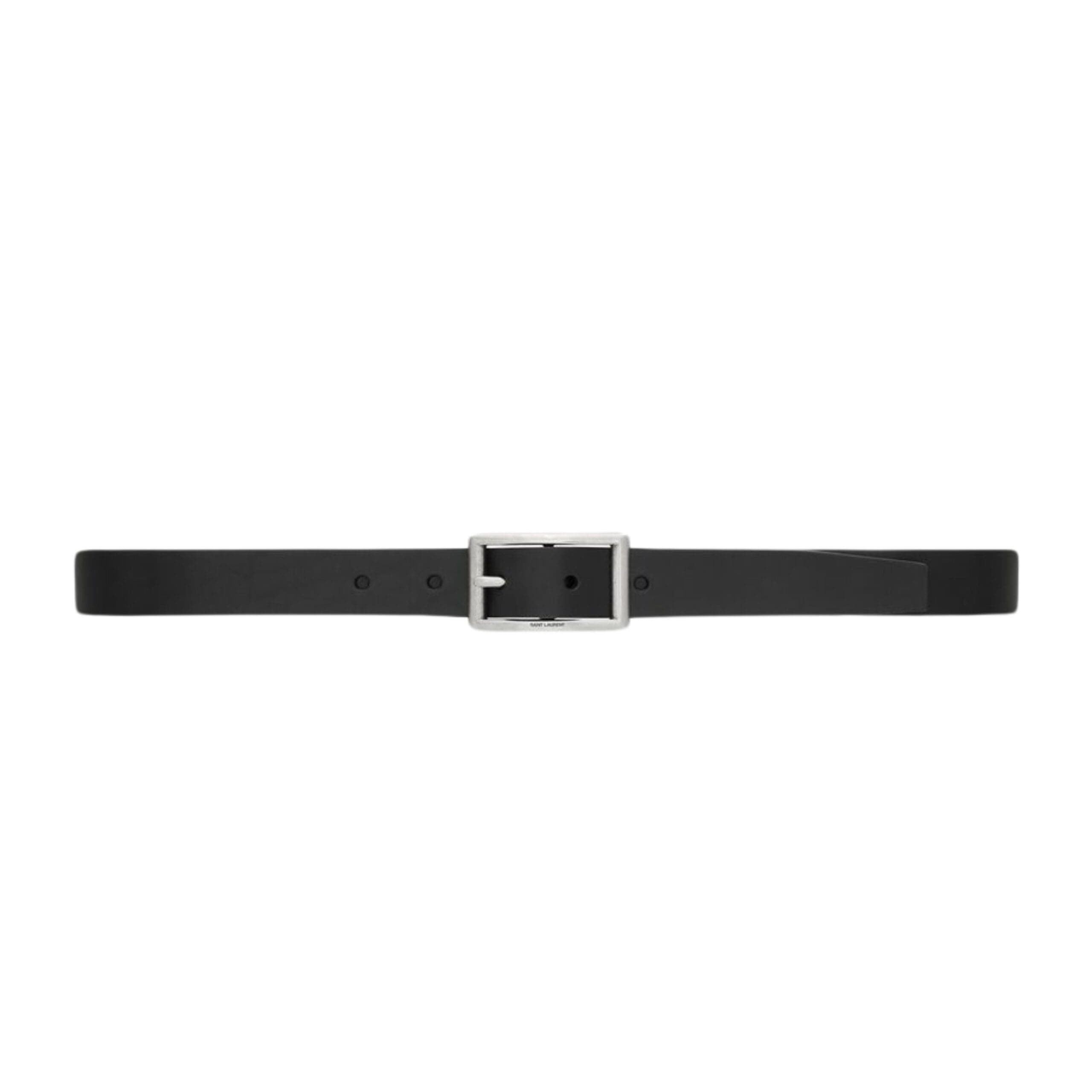 SAINT LAURANT RECTANGULAR BUCKLE BELT IN VEGETABLE-TANNED LEATHER