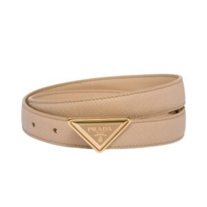 PRADA SAFFIANO LEATHER BELT IN BROWN