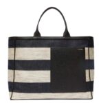 VALEXTRA TOTE BAG DENIM STRIPE LARGE