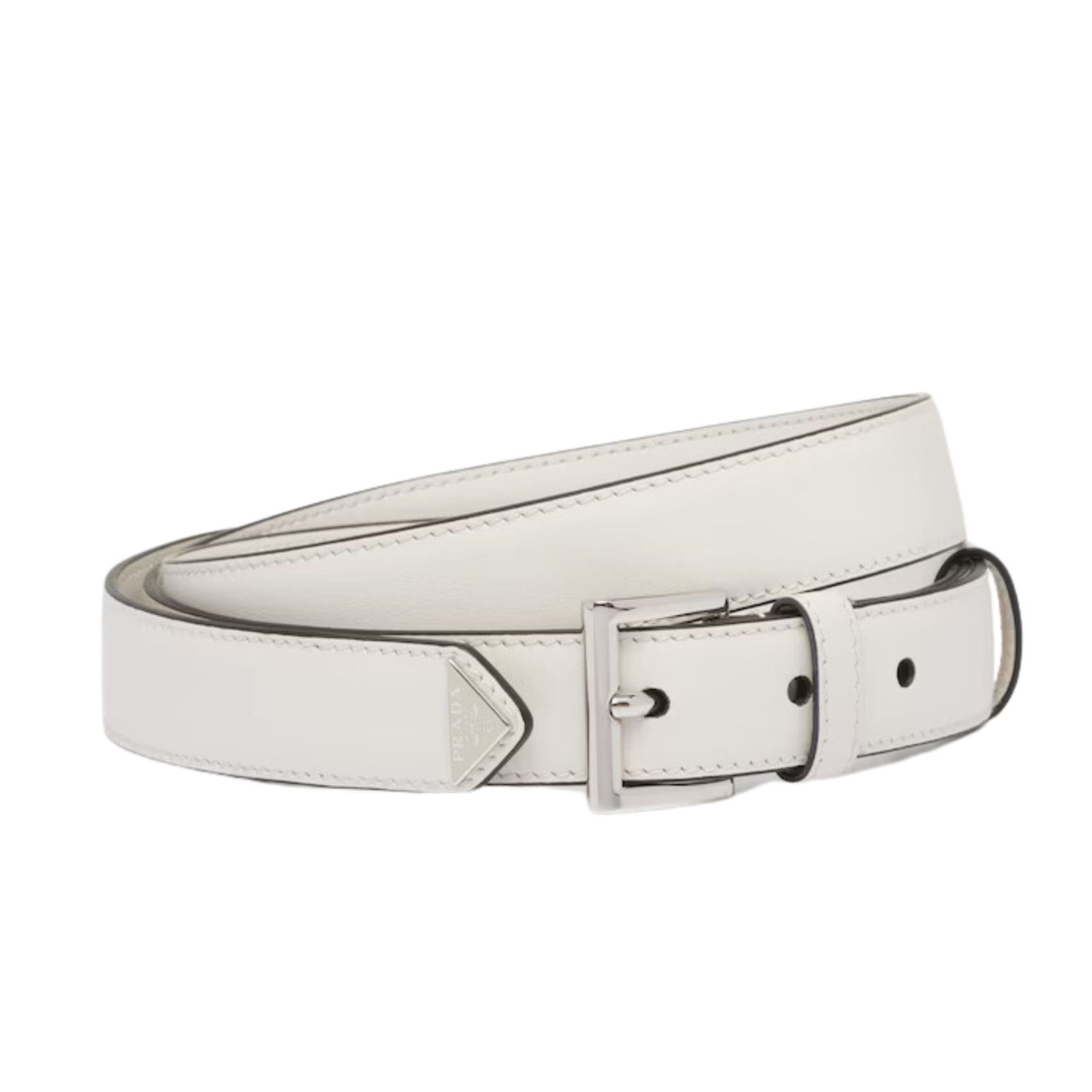 PRADA LEATHER BELT IN WHITE