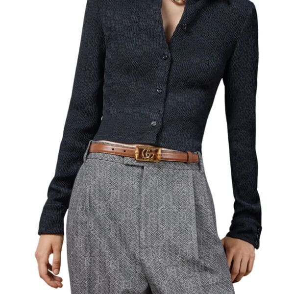 GUCCI BELT WITH DOUBLE G BUCKLE AND BAMBOO