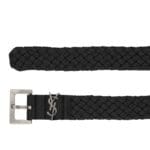 SAINT LAURENT CASSANDRE BELT IN WOVEN VEGETABLE-TANNED LEATHER