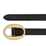 SAINT LAURENT CASSANDRE OVAL BUCKLE THIN BELT IN CROCODILE-EMBOSSED LEATHER