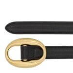 SAINT LAURENT CASSANDRE OVAL BUCKLE THIN BELT IN SMOOTH LEATHER