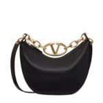 VALENTINO GARAVANI VLOGO MOON MINI HOBO BAG IN NAPPA LEATHER WITH CHAIN