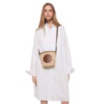 STELLA MCCARTNEY LOGO RAFFIA CROSSBODY BAG