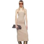 the attico beige midi dress
