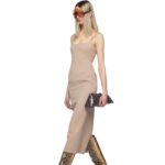 the attico beige midi dress