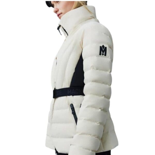 mackage elita down ski jacket with removable blue fox fur trim