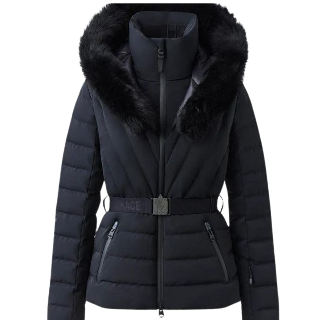 mackage elita down ski jacket with removable blue fox fur trim