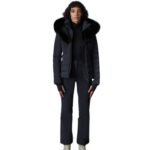 mackage elita down ski jacket with removable blue fox fur trim