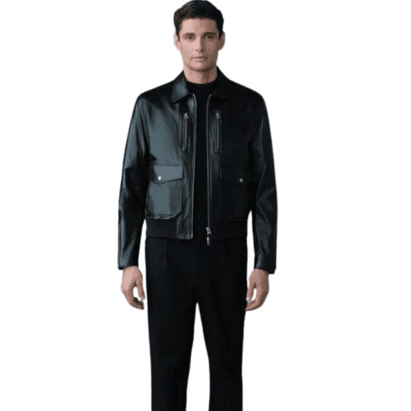 mackage chance spread collar leather jacket