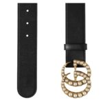 GUCCI GG MARMONT WIDE BELT WITH PEARLS