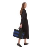 VALEXTRA TOTE BAG DENIM STRIPE MEDIUM