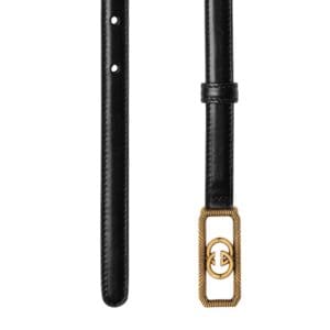 GUCCI THIN BELT WITH INTERLOCKING G BUCKLE IN BLACK