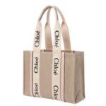 CHLOE MEDIUM WOODY TOTE BAG CEMENT PINK
