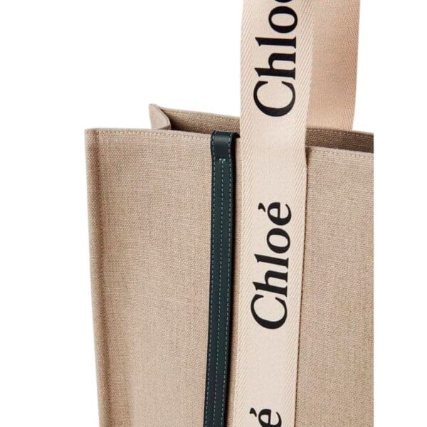 CHLOE LARGE WOODY TOTE BAG WHITE & BLUE