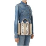 CHLOE SMALL WOODY TOTE BAG WITH STRAP DEEP VIOLIN