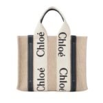 CHLOE SMALL WOODY TOTE BAG WHITE AND BLUE