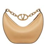 VALENTINO GARAVANI SMALL VLOGO MOON HOBO BAG IN GRAINY CALFSKIN WITH CHAIN
