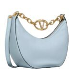 VALENTINO GARAVANI SMALL VLOGO MOON HOBO BAG IN GRAINY CALFSKIN WITH CHAIN