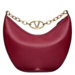 VALENTINO GARAVANI VLOGO MOON MEDIUM GRAINY CALFSKIN HOBO BAG WITH CHAIN