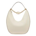 VALENTINO GARAVANI MAXI VLOGO MOON NAPPA LEATHER HOBO BAG WITH CHAIN