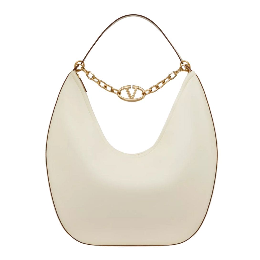VALENTINO GARAVANI MAXI VLOGO MOON NAPPA LEATHER HOBO BAG WITH CHAIN 1 VALENTINO GARAVANI MAXI VLOGO MOON NAPPA LEATHER HOBO BAG WITH CHAIN