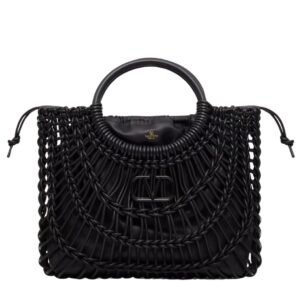 VALENTINO GARAVANI ALLKNOTS WOVEN LEATHER SHOPPER