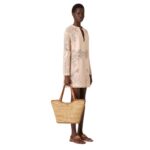 VALENTINO GARAVANI ROCKSTUD WOVEN RAFFIA SHOPPING BAG