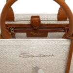 SANTONI BEIGE FABRIC MEDIUM TOTE BAG