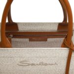 SANTONI BEIGE FABRIC SHOPPER