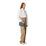 VALENTINO GARAVANI SMALL ROCKSTUD SPIKE EMBROIDERED DENIM BAG