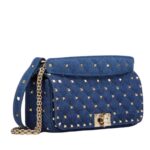 VALENTINO GARAVANI ROCKSTUD SPIKE DENIM SHOULDER BAG