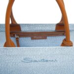 SANTONI LIGHT BLUE FABRIC SHOPPER
