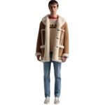 BALLY AVIATOR COAT IN BROWN LEATHER AND MERINO