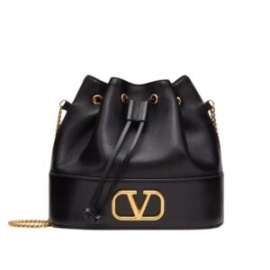 VALENTINO GARAVANI MINI BUCKET BAG IN NAPPA WITH VLOGO SIGNATURE CHAIN