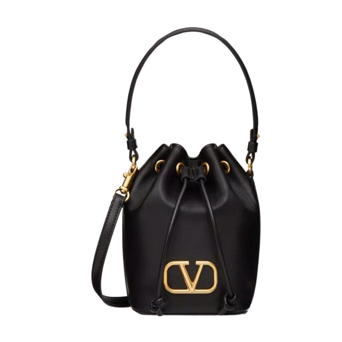 VALENTINO GARAVANI MINI VLOGO SIGNATURE BUCKET BAG IN NAPPA LEATHER