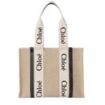 CHLOE MEDIUM WOODY TOTE BAG WHITE AND BLUE